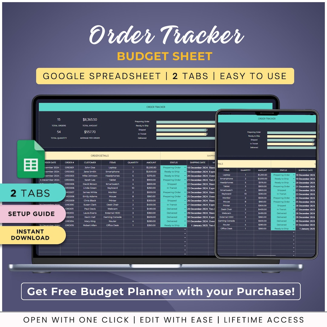 Order Tracker Google Sheet | Small Business Order Management Template ...