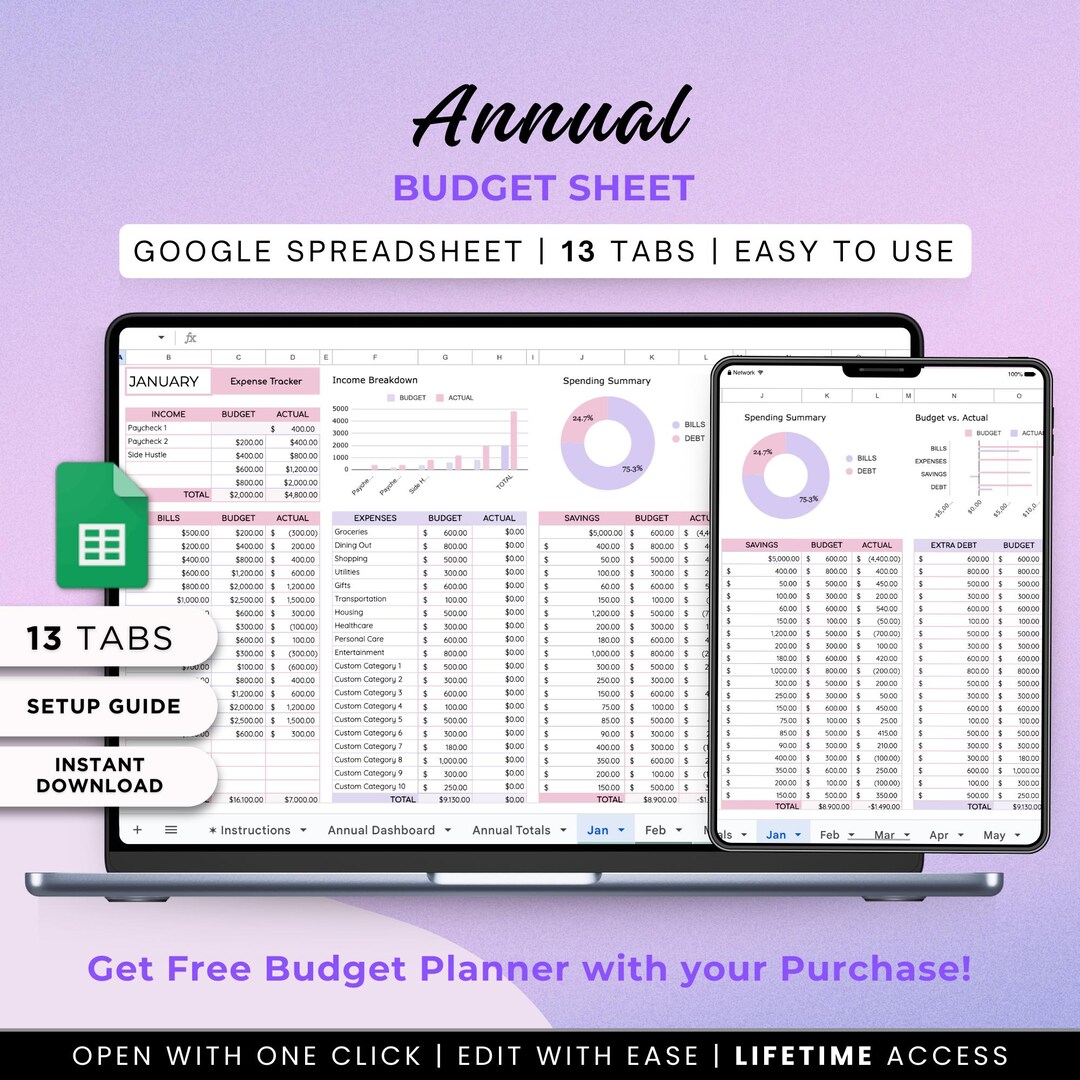 Sales Tracker Spreadsheet: Google Sheets Budget Planner (digital ...