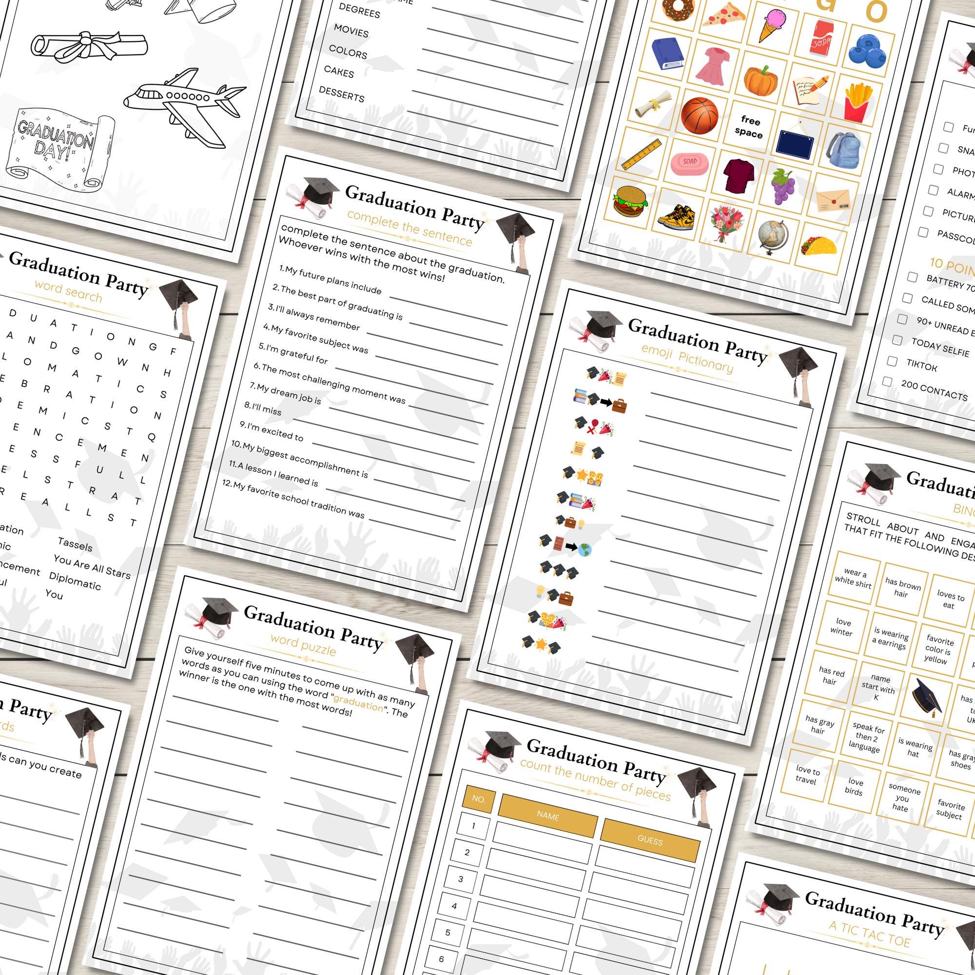 Graduation Party Games Bundle, Printable Activity Sheets, Class of 2026 ...