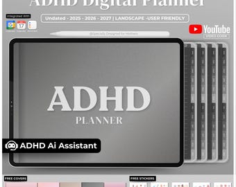 Digital ADHD-planerare, 2025 2026 2027 Goodnotes-planerare, digital ADHD-planerare för vuxna, vanespårare för egenvård, baserad på daglig veckoplanerare