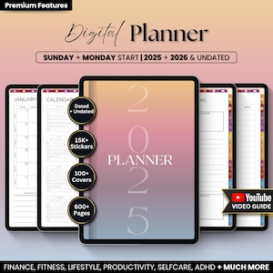 Digitale planner 2025-2026: alles-in-één dagboek met 15.000 stickers (digitale download)