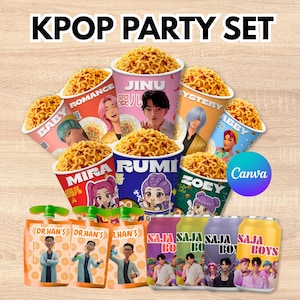 Saja Boys Kpop Party Set | Printable Noodle Cup, Soda, Juice Labels