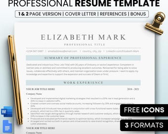 ATS CV-mall: Professionellt CV för Google Docs, Word, Pages (digital nedladdning)