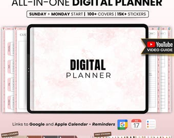 Undated Digital Planner, iPad, GoodNotes, 15K Stickers (Digital Download)