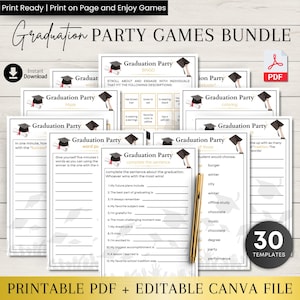 2025 Graduation Party Games Bundle, Class of 2025 Graduation Party, Printable Graduation games, High school graduate, grad party activities