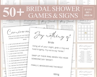 50+ Bridal Shower Game Bundle: Modern, Editable Templates (Digital Download)