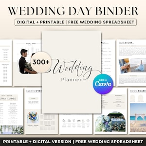 The Ultimate 300 Page Wedding Day Binder Template, Wedding Day Coordination, Wedding Day Information,Wedding Itinerary,Wedding Planner,Canva