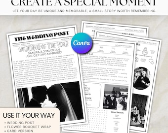 Wedding Newspaper Program Template: Canva Keepsake (Digital Download)