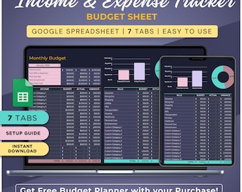 Income and Expense Tracker: Google Sheets Budget Template (Digital Download)