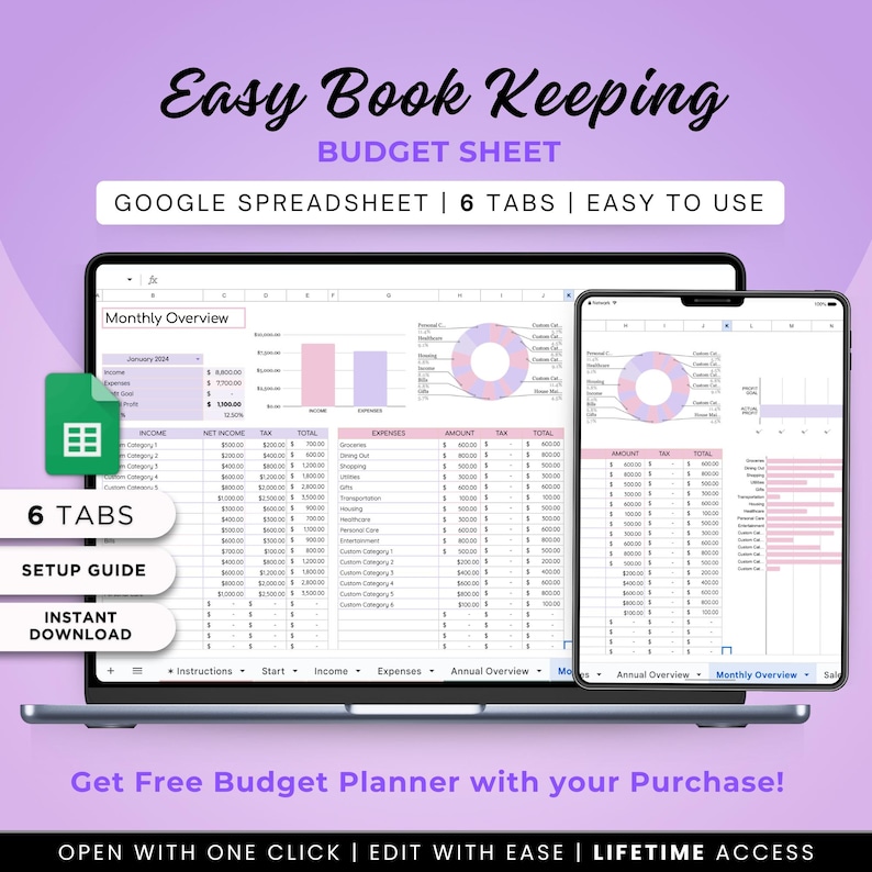 Small Business Bookkeeping Google Sheet: Profit & Loss Tracker (digital ...
