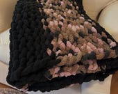 Handmade Chenille Afghan Blanket – Soft & Cozy Chunky Knit Blanket for Couch, Bed, or Gift. LG Size