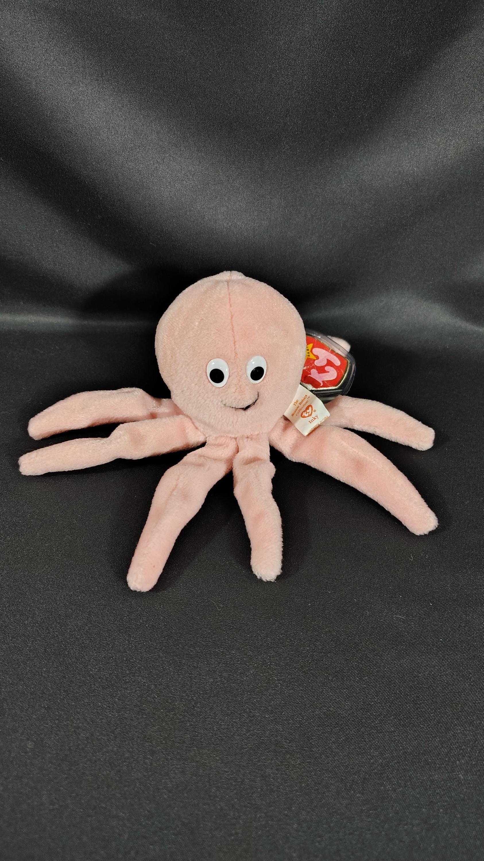Vintage Ty Beanie Baby “inky” the Octopus – Retired Peach Plush