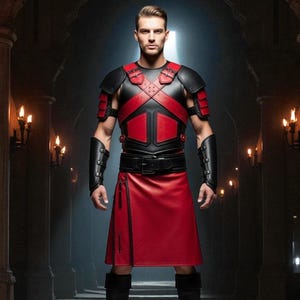 Handmade Leather Warrior Armor Set: Gladiator Kilt Cosplay Outfit