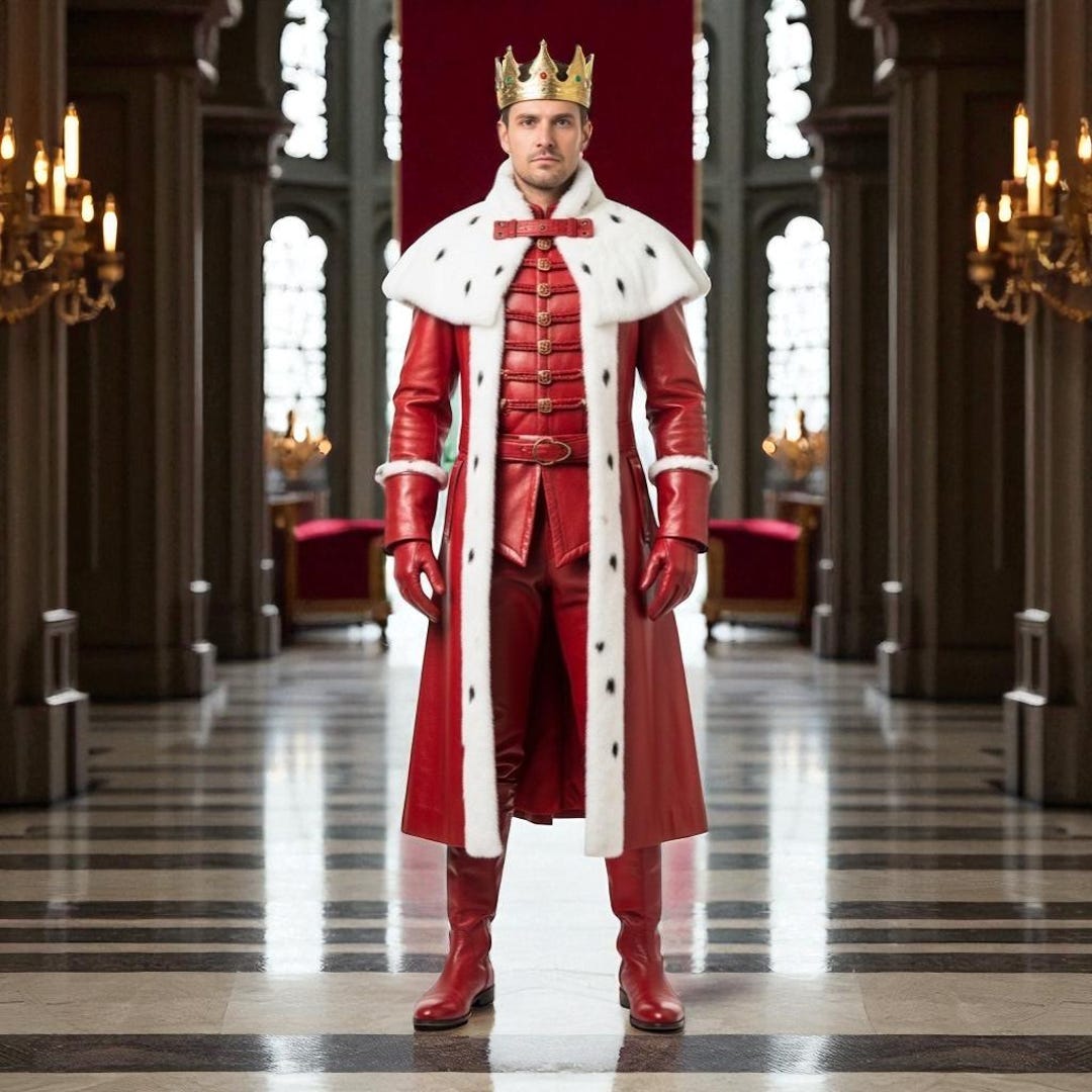 King Raedwald Outfit Handmade Red Leather King Costume: Medieval Cosplay Outfit With Faux ...