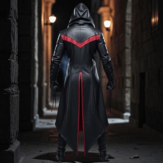 Veste Homme Style Assassin Gothique Steampunk - Costume Cosplay RPG - Polyester Noir (Taille 2XL)