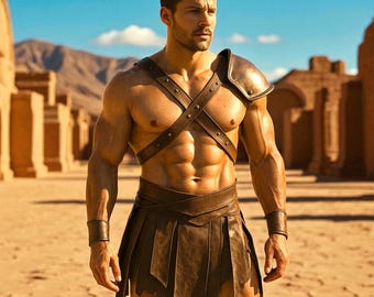 Handgefertigtes Leder Gladiator Kostüm: Römischer Krieger Cosplay Set