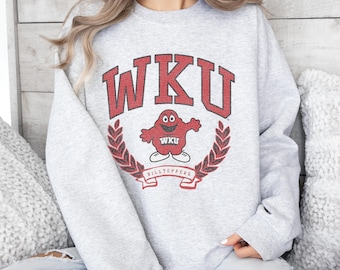 WKU Western Kentucky University Cozy Crewneck Sweatshirt Handcrafted