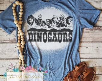 Dinosaurs Legends Country Music Western Blue Bleached T-Shirt Unisex Softstyle