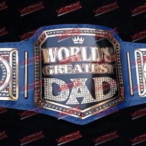 World&#39;s Greatest Dad Championship Belt: Custom Engraved Zinc & Leather