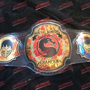 Pas mistrzowski Mortal Komat Custom Wrestling Championship, rozmiar dla dorosłych, spersonalizowane trofea i nagrody na wydarzenia