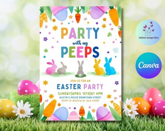 Editable Easter Egg Hunt Invitation: Party with Peeps (Instant Download)