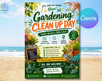 Folleto de limpieza de jardines, plantilla editable, descarga instantánea, folleto para hacer tú mismo, póster