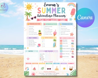 Planificador de verano 2026 / Imprimible de verano para niños / Planificador escolar de verano / Rutina semanal de verano / Imprimible de verano para niños / Horario semanal de verano