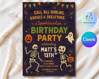 Whimsical Halloween Birthday Invitation Template: Costume Party Invite