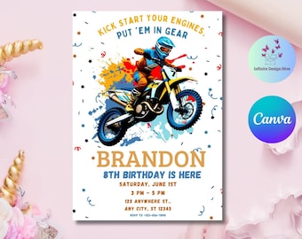 Editable Dirt Bike Birthday Invitation: Motocross Party Template (Instant Download)