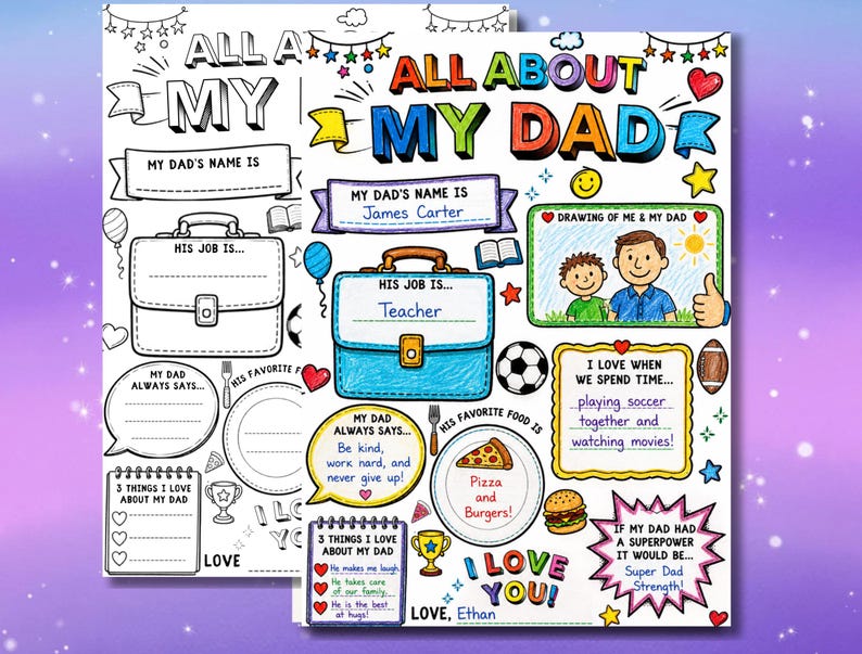 Father's Day Printable Questionnaire: All About My Dad Coloring Page ...