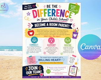 Editable Room Parent Flyer Template: Canva Volunteer Recruitment (Digital Download)