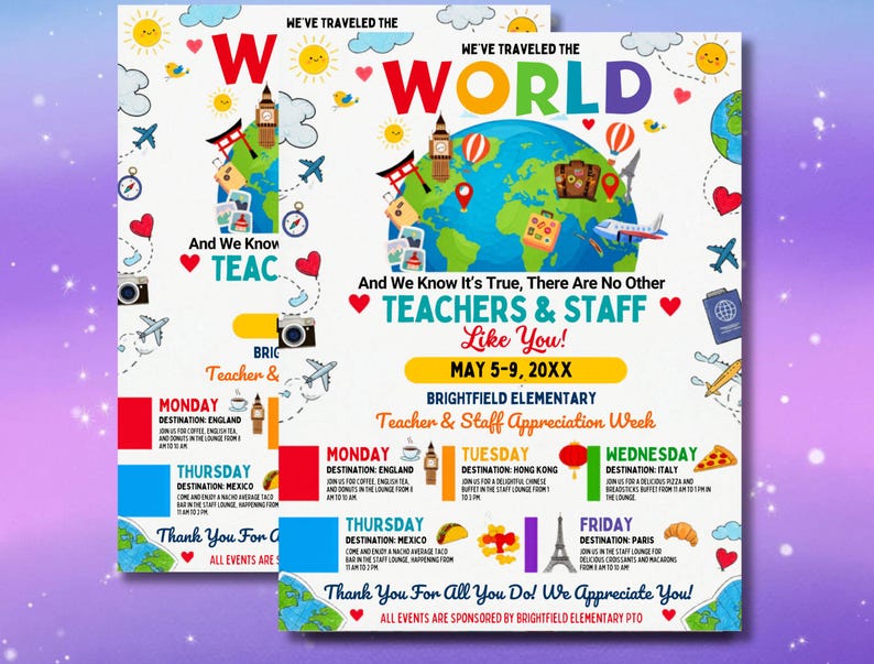 International Teacher Appreciation Week Itinerary Flyer (canva Template ...