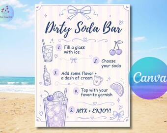 Dirty Soda Bar Sign Printable | Editable Canva Template