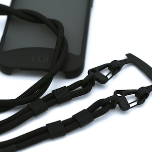 Étui pour téléphone portable 2 en 1 et sangle à mousqueton en tout noir