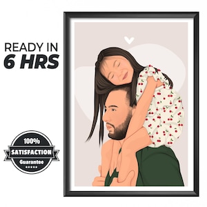 Regalo personalizzato per la festa del papà, ritratto personalizzato del papà, opera d'arte significativa, arte murale, festa del papà indimenticabile