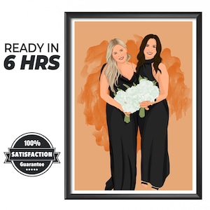 Regalo per la migliore amica – Regalo con disegno personalizzato – Regalo di compleanno personalizzato per lei o BFF, regalo per coppia, ritratto senza volto