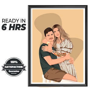 Couple Portrait from Photo, Custom Painting, Anniversary Gift for Him/Her, Digital Download, Romantic Art
