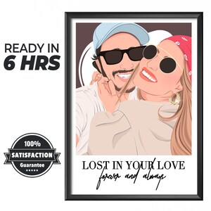 Ritratto di coppia personalizzato, idea regalo romantica, stile acquerello, download digitale, regalo per lei, Bff senza volto, ritratto senza volto