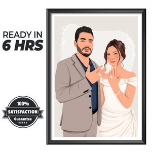 Engagement Gift Custom Portrait, Personalized Couple Drawing from Photo, Faceless Sketch for Bride and Groom