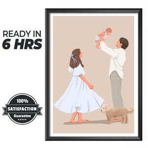 Capture Your Family Personality with a Custom Cartoon Portrait, Gift For Christmas, Faceless Portrait, Portrait From Photo, family art