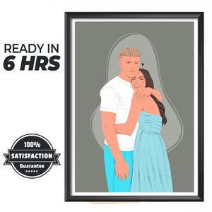 Funny Cartoon Couple Portrait, Custom Gift, Birthday Present, Digital Illustration, Couples Art, gift for her/him, digital gift from photo