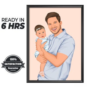 Individuelles Papa Geschenk, personalisiertes Vatertags Geschenk, Gesichtslose Illustration vom Foto, Einzigartiges Geschenk für Papa