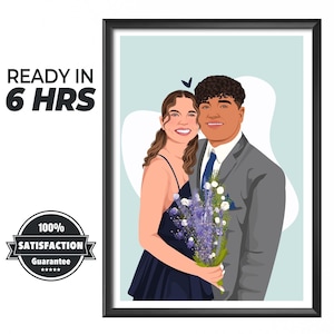 Custom Couple Portrait, Personalized Couple Drawing, Digital Art, Anniversary Gift, Wedding Gift, Hand-Drawn Portrait