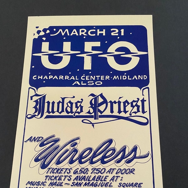1975 OVNI Judas Priest y Wireless Midland Texas Show Poster