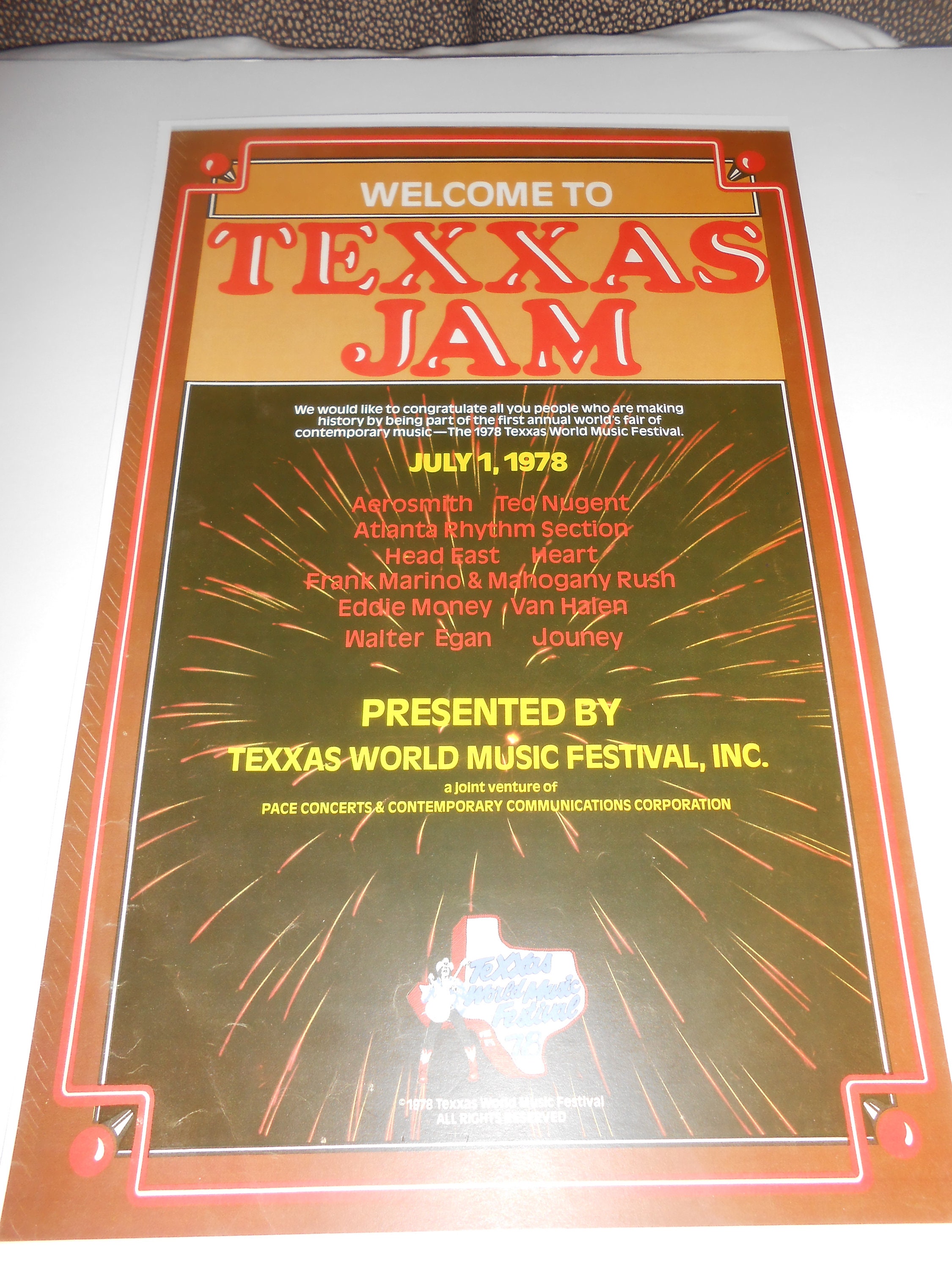1978 TEXXAS JAM Texas World Music Festival Poster Aerosmith Etsy
