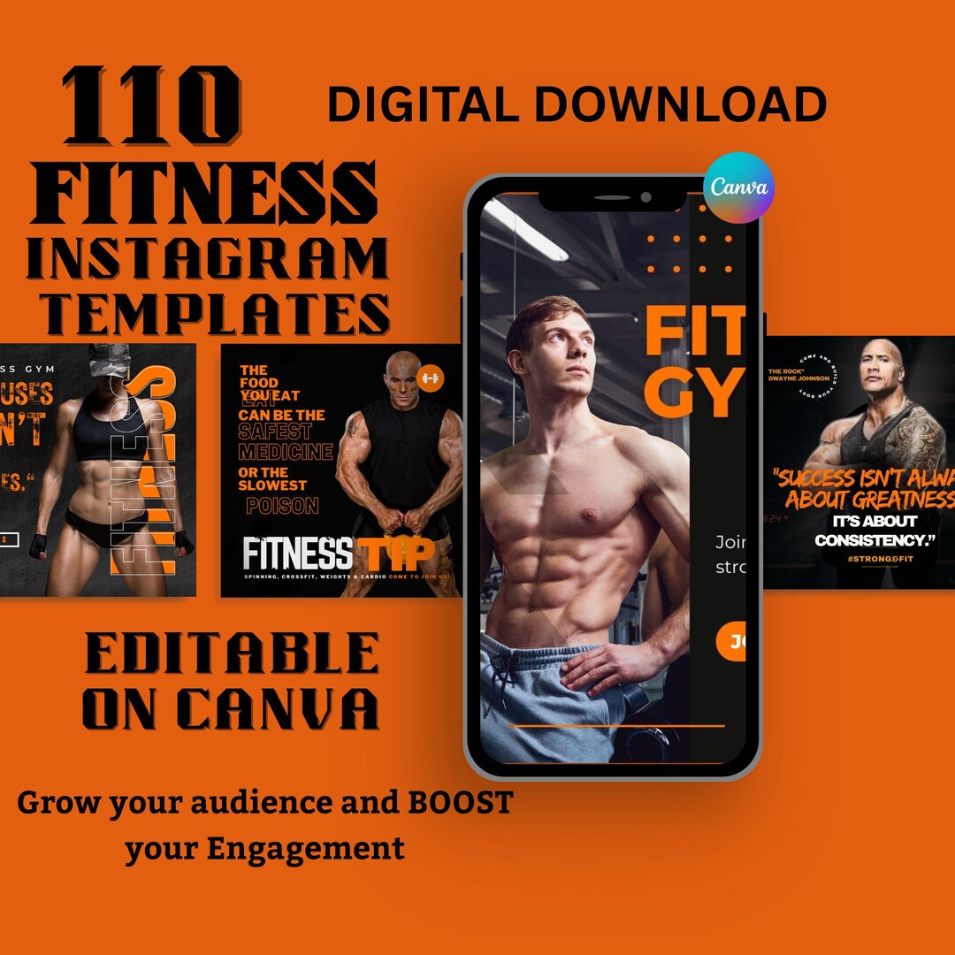 Editable Instagram Templates for Gym and Fitness on Canva - Etsy