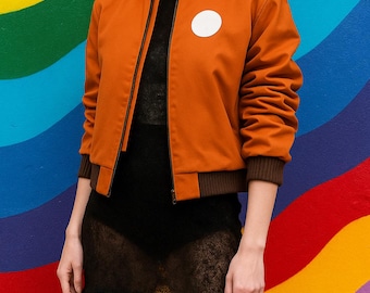 Burnt Orange Bomber Jacket – Women’s Casual Streetwear