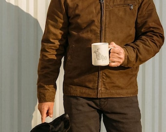 Handmade Brown Canvas Quilted Jacket, Vintage Style Workwear