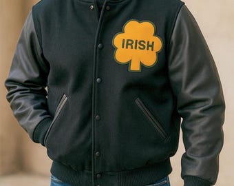 Notre Dame Varsity Jacket – Men's Wool & Leather Fighting Irish Jacket
