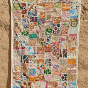 Handmade Patchwork Wall Hanging –Embroidered Vintage Tapestry Indian Quilt, Large Wall Tapestry (40x60 inches)